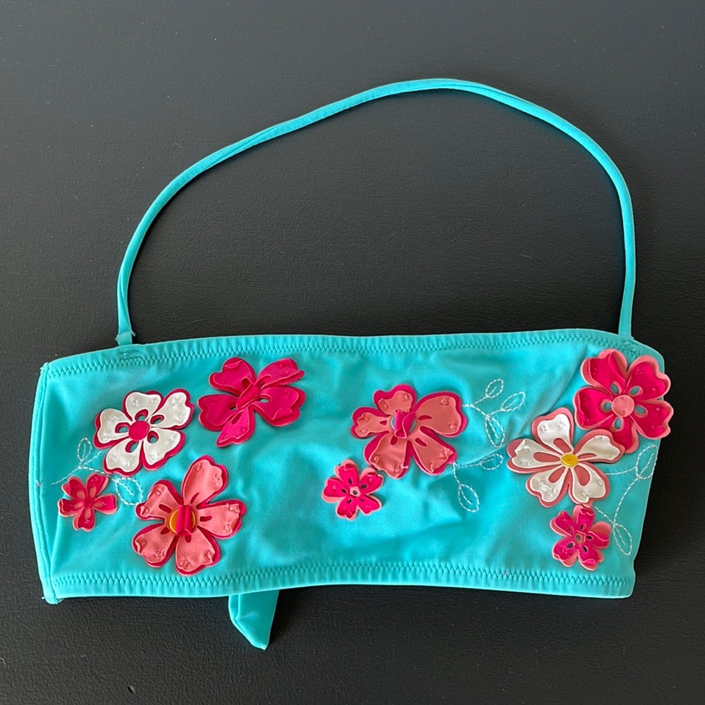 Turquoise Bandeau Bikini Top - Size Small